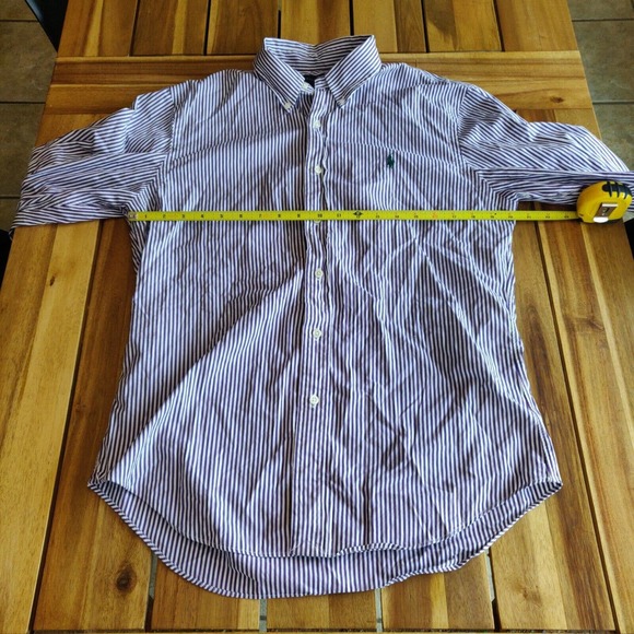 Ralph Lauren Men Button Up Shirt Purple White Stripe Sz L Long Sleeve Slim Fit - Picture 4 of 6
